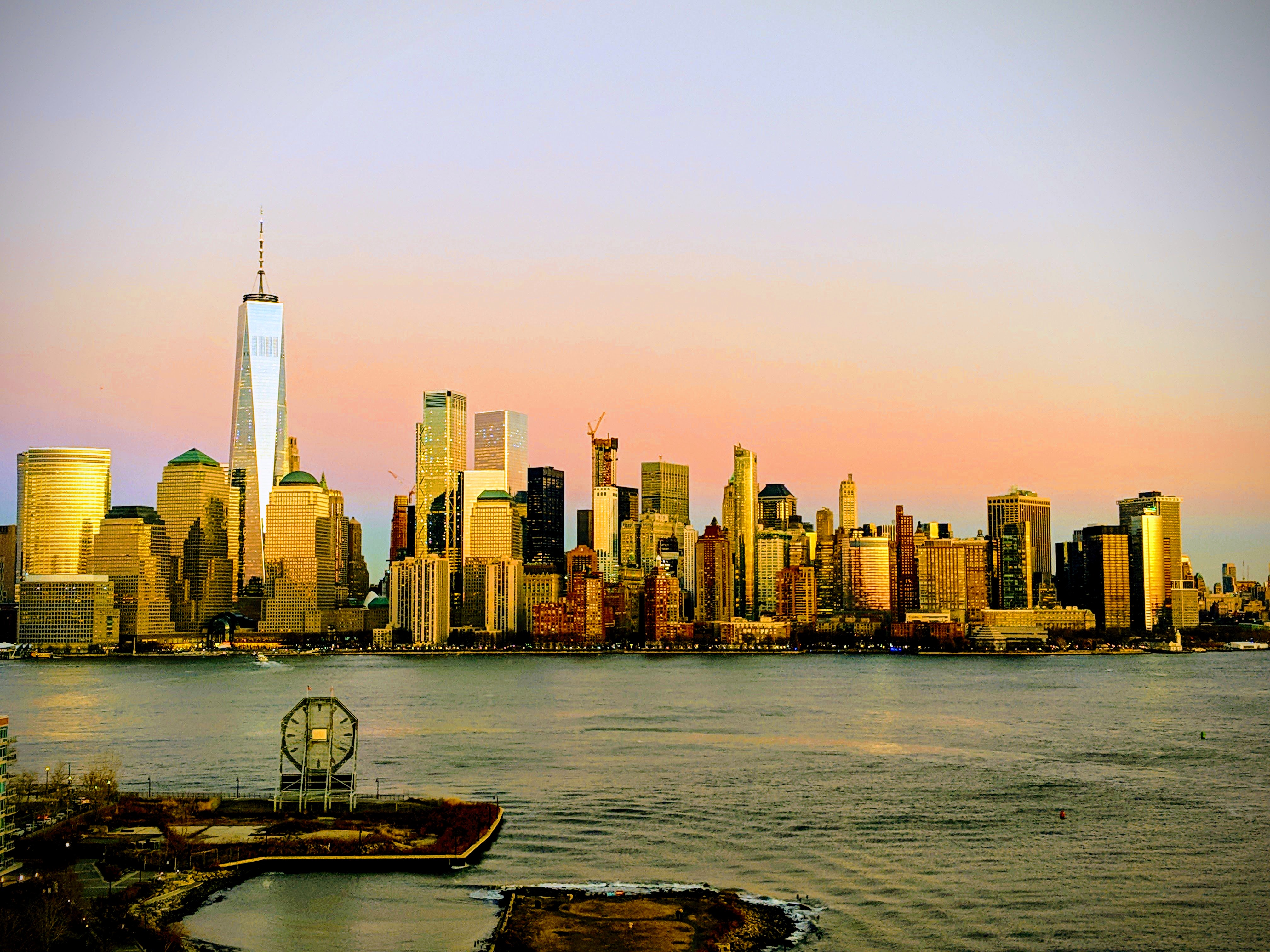 New York skyline at golden hour